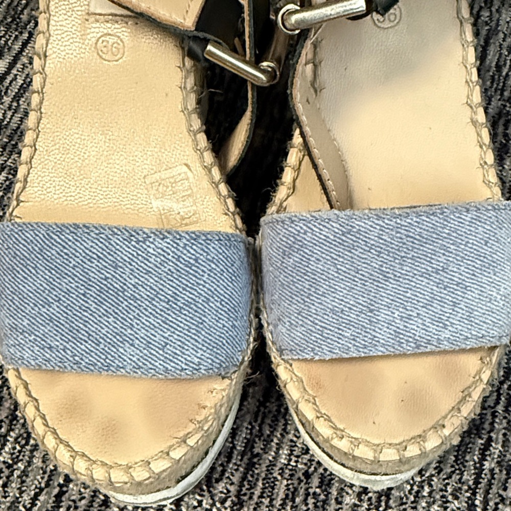 See By Chloe Blue and Tan Espadrille Sandals - Picture 2 of 6